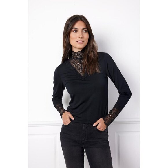 NWT SOYA CONCEPT MARICA 20 black LACE ELEGANT LONGSLEEVE - Picture 3 of 8